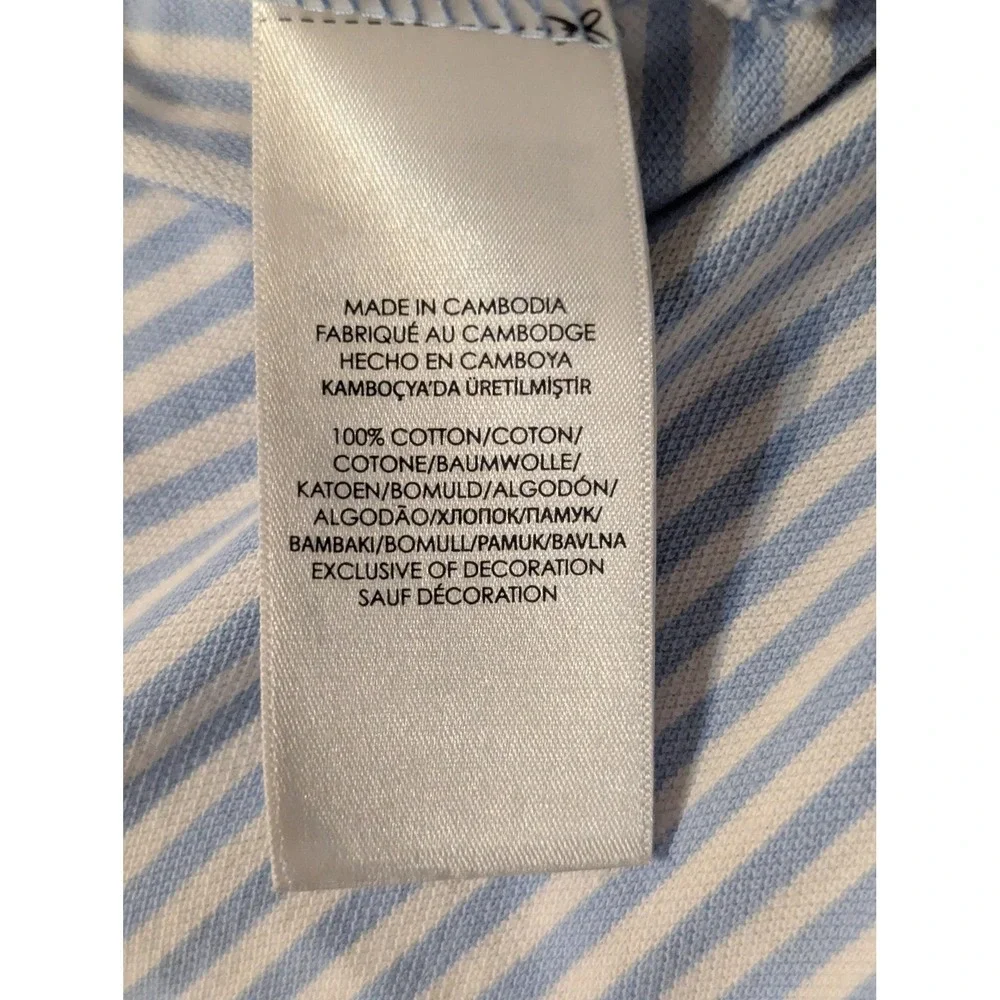 Polo Ralph Lauren Polo Shirt Mens Large Blue White Striped Featherweight Mesh